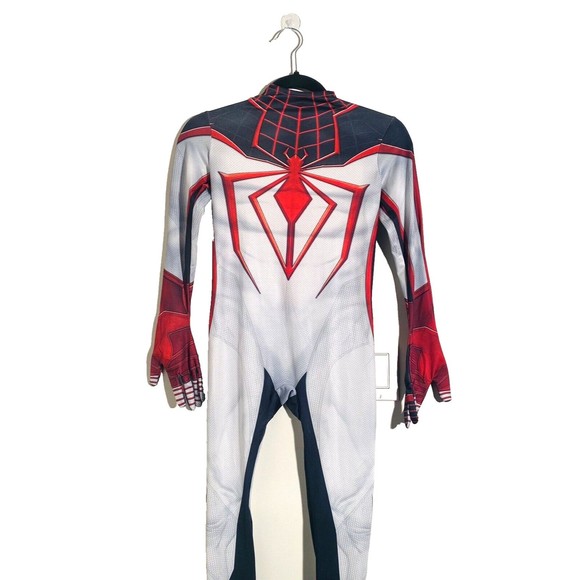 Kids Spiderman Costume One Piece Zip Up Bodysuit Miles Morales Hero Cosplay New - Picture 5 of 14